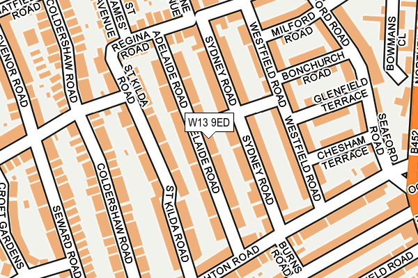 W13 9ED map - OS OpenMap – Local (Ordnance Survey)