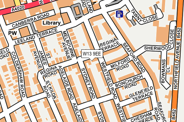 W13 9EE map - OS OpenMap – Local (Ordnance Survey)