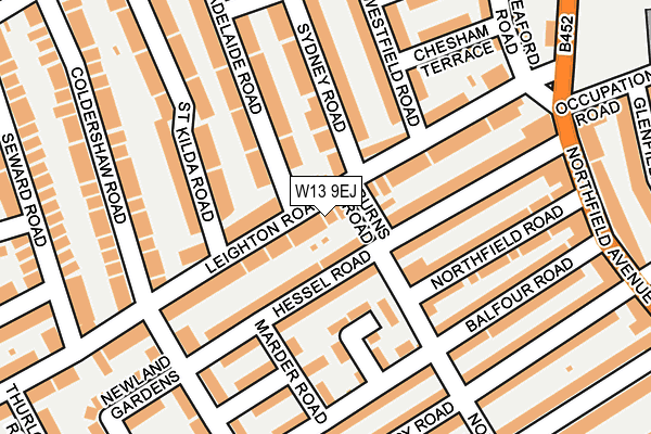 W13 9EJ map - OS OpenMap – Local (Ordnance Survey)