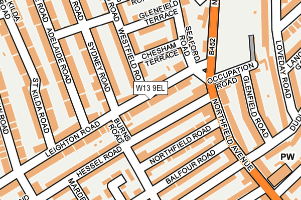 W13 9EL map - OS OpenMap – Local (Ordnance Survey)