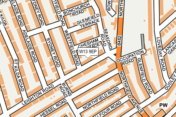W13 9EP map - OS OpenMap – Local (Ordnance Survey)