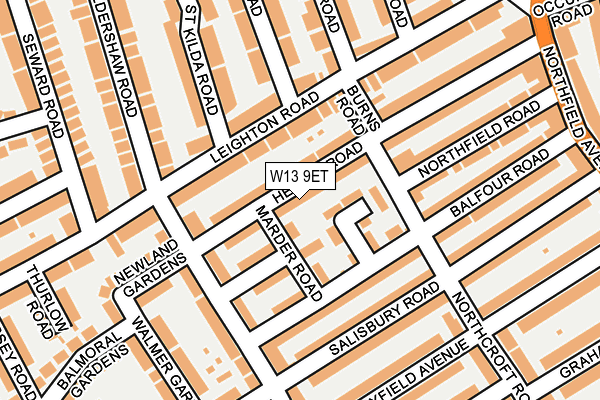 W13 9ET map - OS OpenMap – Local (Ordnance Survey)