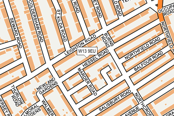 W13 9EU map - OS OpenMap – Local (Ordnance Survey)