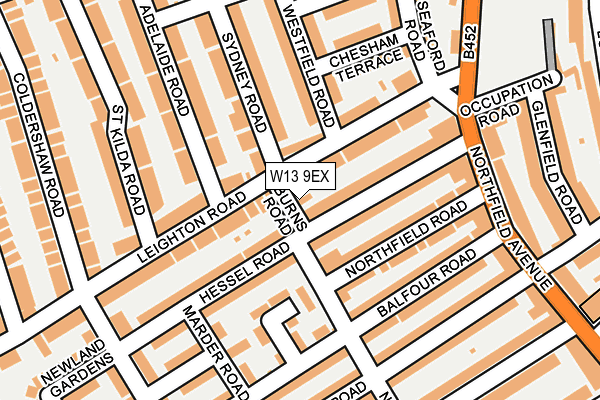 W13 9EX map - OS OpenMap – Local (Ordnance Survey)