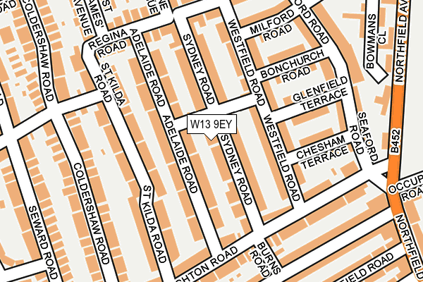 W13 9EY map - OS OpenMap – Local (Ordnance Survey)