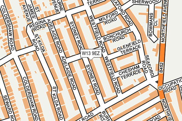 W13 9EZ map - OS OpenMap – Local (Ordnance Survey)