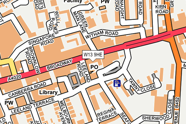 W13 9HE map - OS OpenMap – Local (Ordnance Survey)