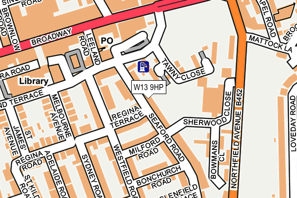 W13 9HP map - OS OpenMap – Local (Ordnance Survey)