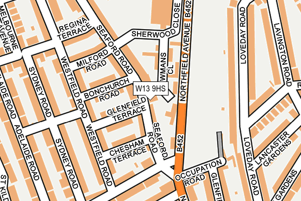 W13 9HS map - OS OpenMap – Local (Ordnance Survey)