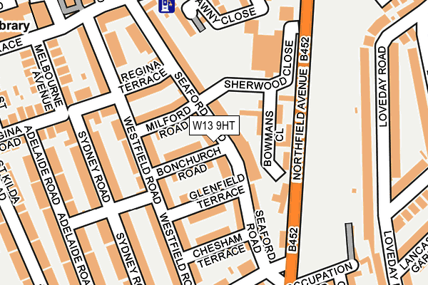 W13 9HT map - OS OpenMap – Local (Ordnance Survey)