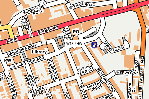 W13 9HW map - OS OpenMap – Local (Ordnance Survey)