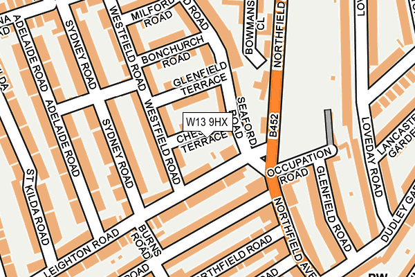 W13 9HX map - OS OpenMap – Local (Ordnance Survey)