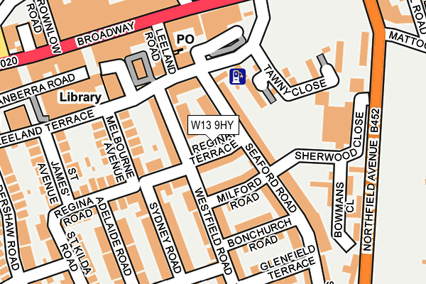 W13 9HY map - OS OpenMap – Local (Ordnance Survey)