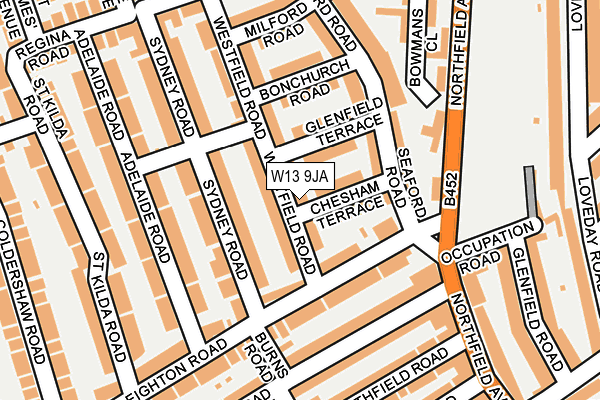 W13 9JA map - OS OpenMap – Local (Ordnance Survey)