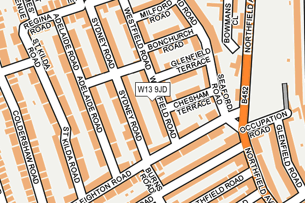 W13 9JD map - OS OpenMap – Local (Ordnance Survey)