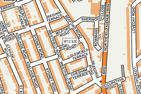 W13 9JE map - OS OpenMap – Local (Ordnance Survey)