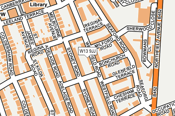 W13 9JJ map - OS OpenMap – Local (Ordnance Survey)