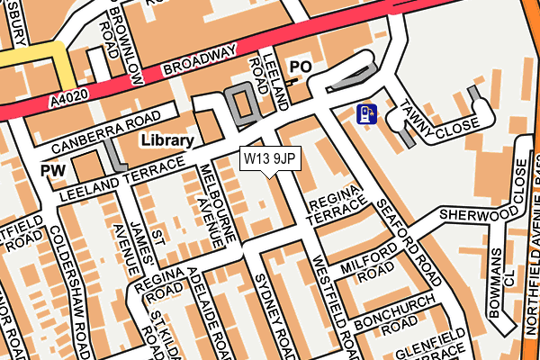 W13 9JP map - OS OpenMap – Local (Ordnance Survey)