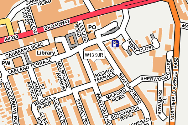 W13 9JR map - OS OpenMap – Local (Ordnance Survey)