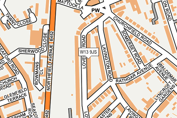 W13 9JS map - OS OpenMap – Local (Ordnance Survey)