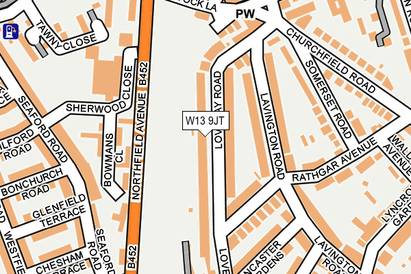 W13 9JT map - OS OpenMap – Local (Ordnance Survey)