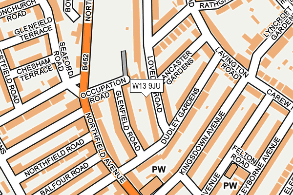 W13 9JU map - OS OpenMap – Local (Ordnance Survey)