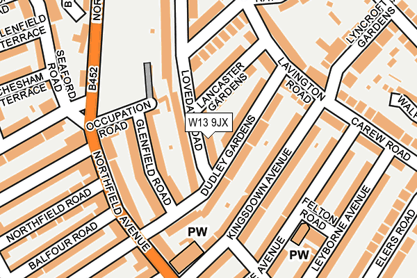W13 9JX map - OS OpenMap – Local (Ordnance Survey)