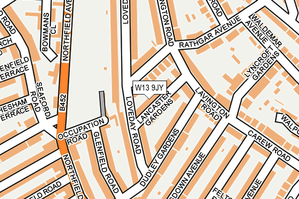 W13 9JY map - OS OpenMap – Local (Ordnance Survey)