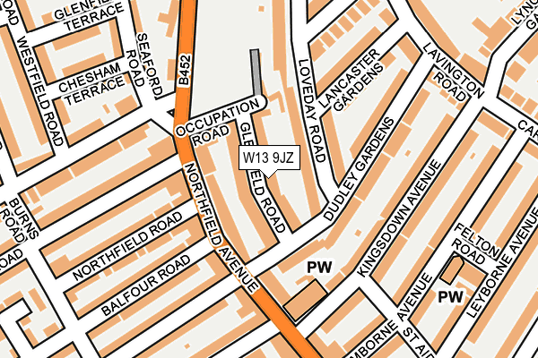 W13 9JZ map - OS OpenMap – Local (Ordnance Survey)