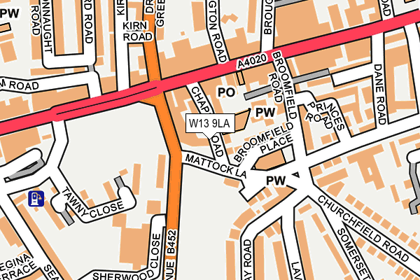 W13 9LA map - OS OpenMap – Local (Ordnance Survey)