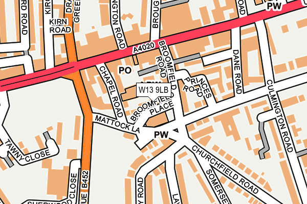 W13 9LB map - OS OpenMap – Local (Ordnance Survey)