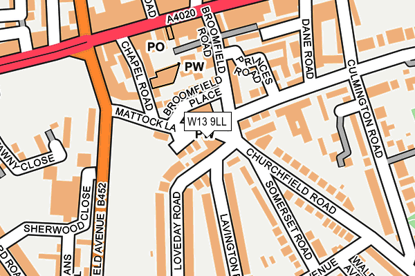 W13 9LL map - OS OpenMap – Local (Ordnance Survey)