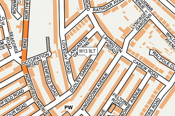 W13 9LT map - OS OpenMap – Local (Ordnance Survey)