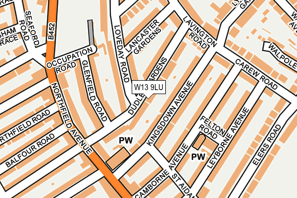 W13 9LU map - OS OpenMap – Local (Ordnance Survey)