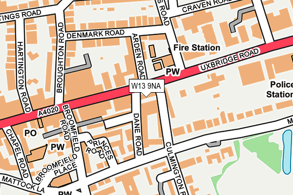 W13 9NA map - OS OpenMap – Local (Ordnance Survey)