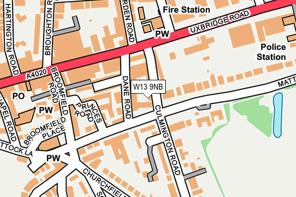 W13 9NB map - OS OpenMap – Local (Ordnance Survey)