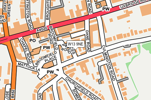 W13 9NE map - OS OpenMap – Local (Ordnance Survey)