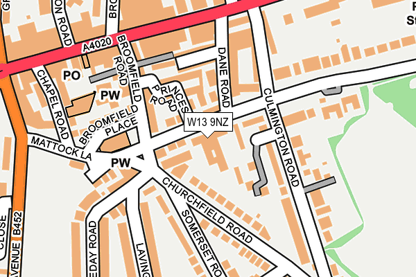 W13 9NZ map - OS OpenMap – Local (Ordnance Survey)