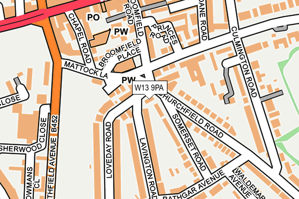 W13 9PA map - OS OpenMap – Local (Ordnance Survey)