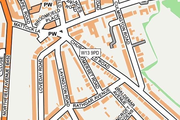 W13 9PD map - OS OpenMap – Local (Ordnance Survey)