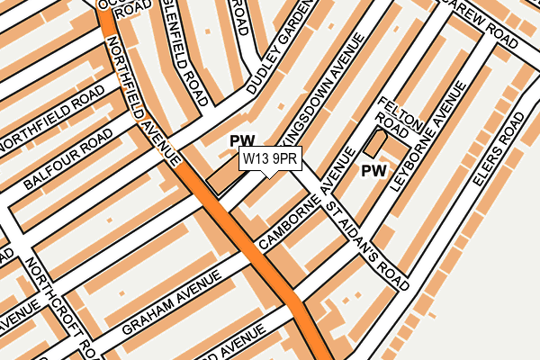 W13 9PR map - OS OpenMap – Local (Ordnance Survey)