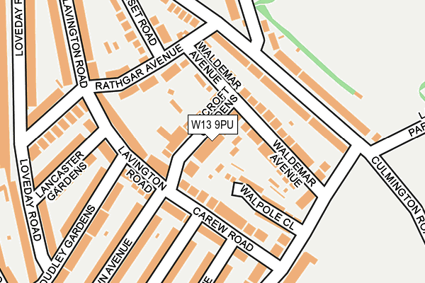 W13 9PU map - OS OpenMap – Local (Ordnance Survey)