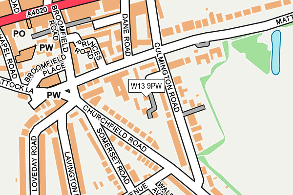 W13 9PW map - OS OpenMap – Local (Ordnance Survey)
