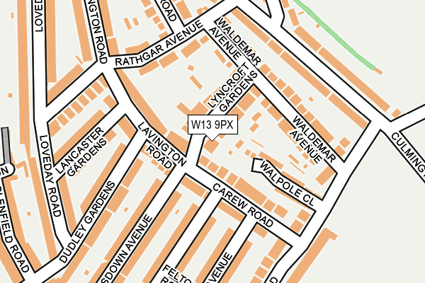 W13 9PX map - OS OpenMap – Local (Ordnance Survey)