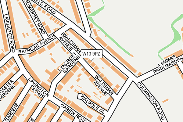 W13 9PZ map - OS OpenMap – Local (Ordnance Survey)