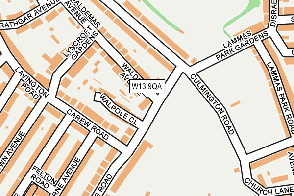 W13 9QA map - OS OpenMap – Local (Ordnance Survey)