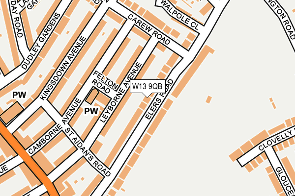 W13 9QB map - OS OpenMap – Local (Ordnance Survey)