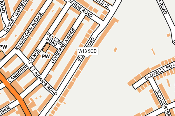 W13 9QD map - OS OpenMap – Local (Ordnance Survey)