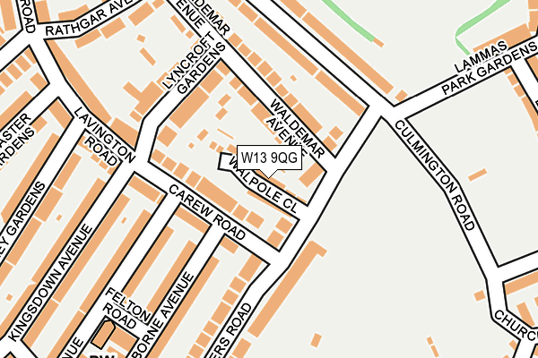 W13 9QG map - OS OpenMap – Local (Ordnance Survey)