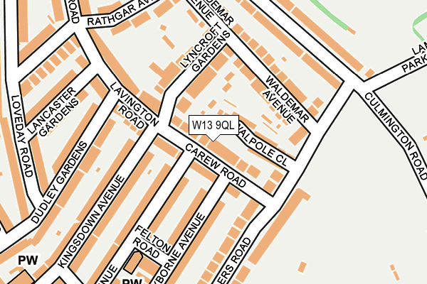 W13 9QL map - OS OpenMap – Local (Ordnance Survey)